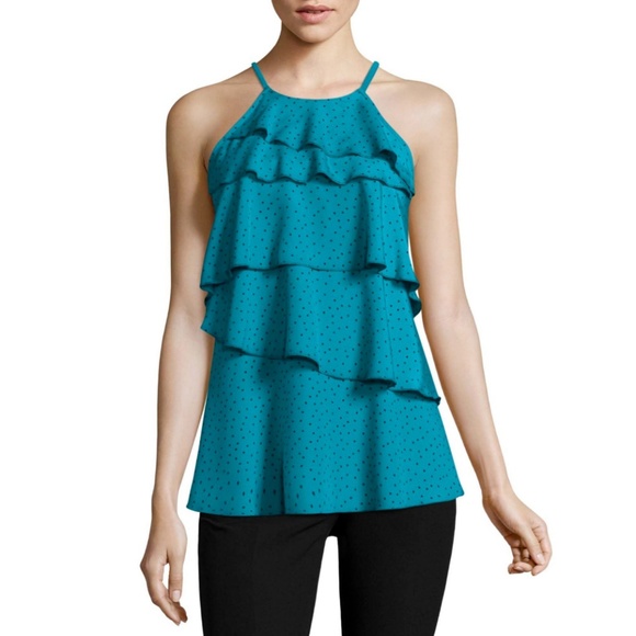 Worthington Tops - HP Worthington Sleeveless Tiered Ruffle Tank Top